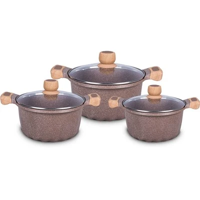 Pot à soupe en aluminium à double oreille avec couvercle