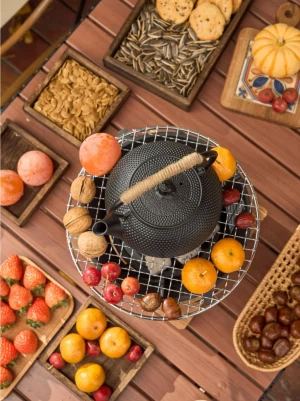 Précautions de théières en fonte